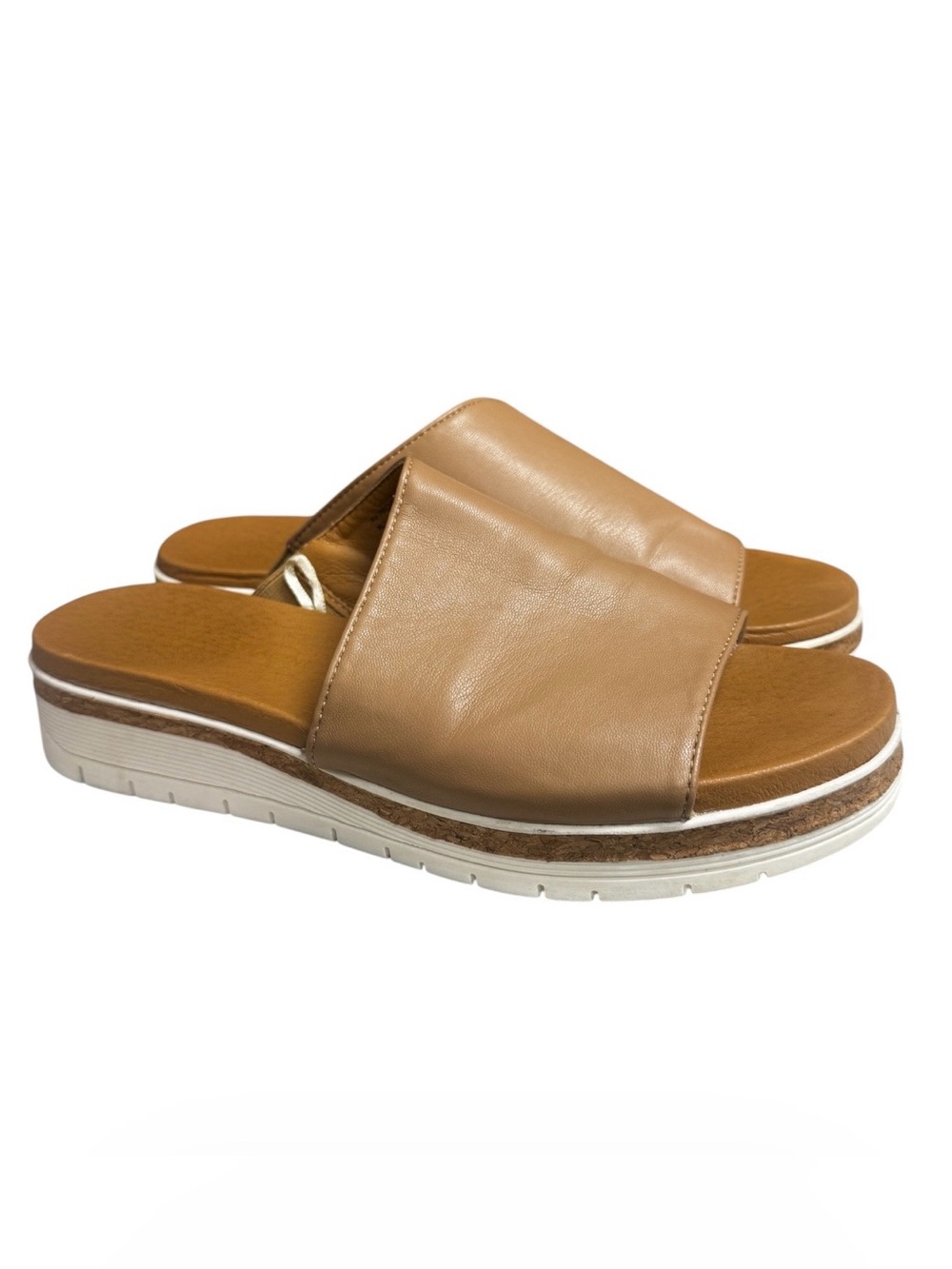 Adrienne Vittadini Provence Wedge Slide Tan Slide  Sandals Size 9M